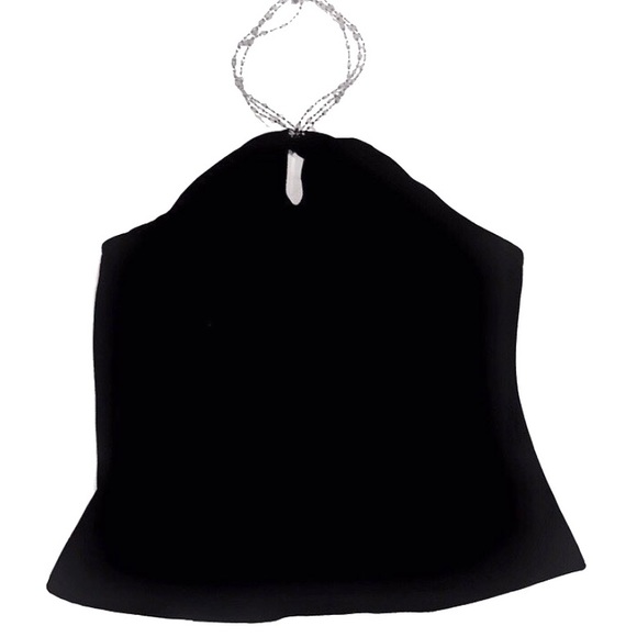 Vintage Tops - Vintage 90s/Y2K Black Velvet Choker Halter Top